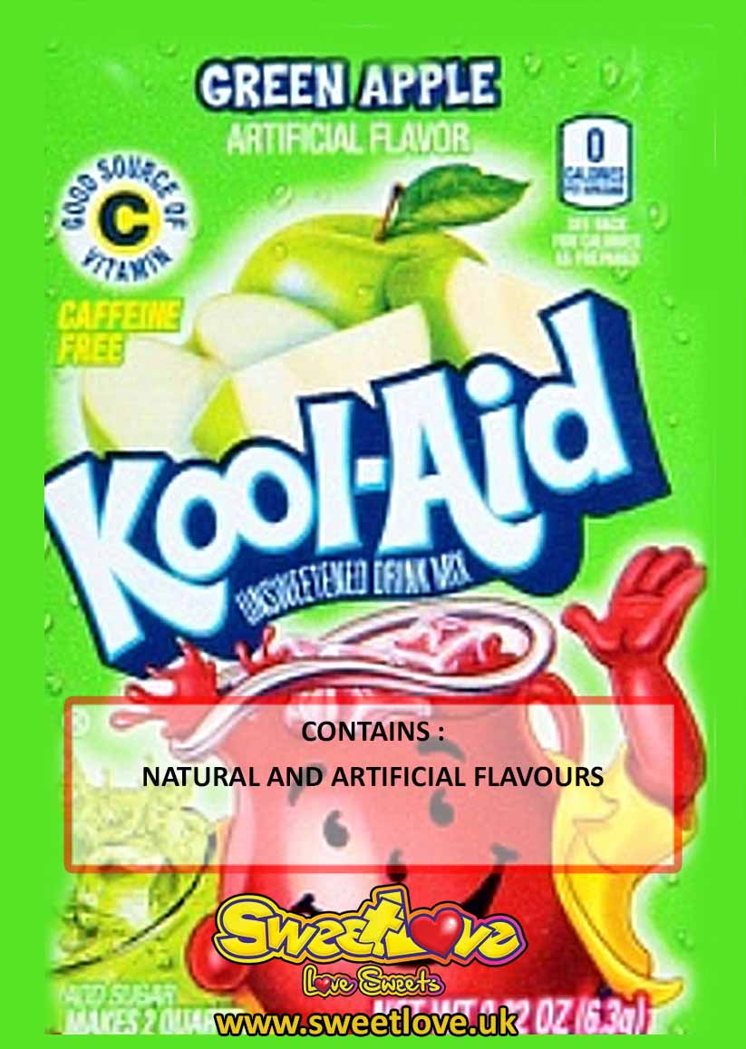 Vending label for KOOL-AID: GREEN APPLE.